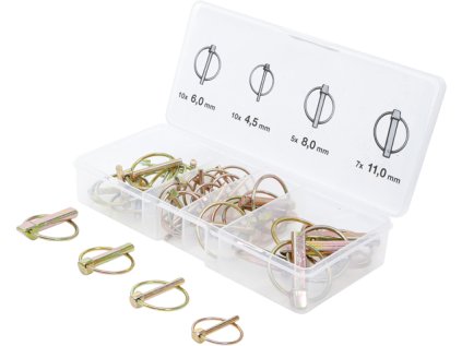 Závlačky s kroužkem 4.5-11 mm, sada 32 ks bgs 88195
