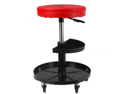 Montážní pojízdné sedátko, výškově nastavitelné, s přihrádkou