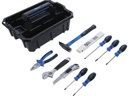 Sada nářadí šroubováky, kleště, kladivo a franouzský klíč, 11 dílů v boxu - BGS 70225