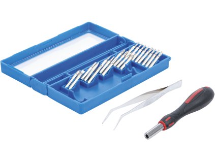 Bity MICRO na jemnou mechaniku, s rukojetí a pinzetou, sada 23 dílů