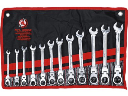 Očkoploché ráčnové klíče 8-19 mm, s kloubem, sada 12 dílů v obalu