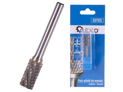 Stopková fréza na kov, válcová, čelní, 20x10 mm, stopka 6 mm