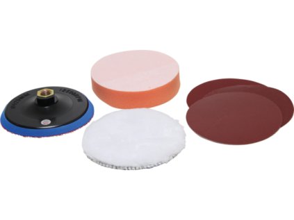 BGS Technic BGS 8592 Brúsne a leštiace kotúče s priemerom 125 mm vrátane objímky M14. Sada 5 dielovbr