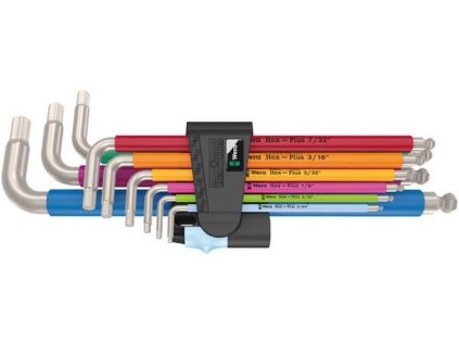 Wera 022860 3950/9 Sada šesťhranných kľúčov Hex-Plus Multicolor Imperial z nehrdzavejúcej ocele 1, palcové,