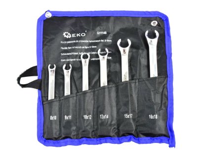Očkové klíče na převlečené matice, 8-18 mm, v textilním pouzdře, sada 6 ks - GEKO