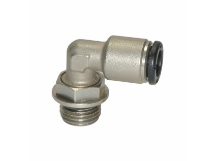 Přípojka pneumatická zahnutá typ L - kolínko, závit G 1/4", pro hadici 8 mm, kovová