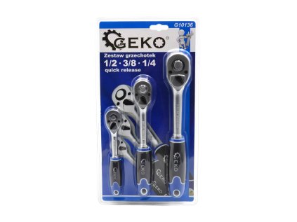 Ráčna 1/2", 3/8" a 1/4", rychloupínací, sada 3 ks