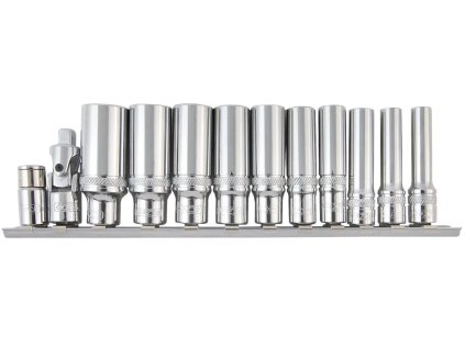 Sada 1/4" hlavíc predĺžených na lište -5,5-6-7-8-9-10-11-12-13-14mm + kardan + adaptér