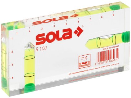 Vodováha z akrylového skla, 10 cm, 2 vodováhy - SOLA