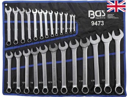 Klíče očkoploché palcové, velikosti 1/4 až 1 1/4"”, sada 25 ks - BGS 9473