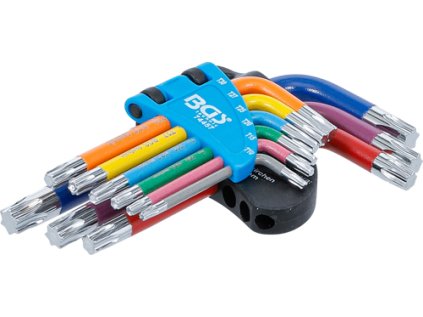 Zástrčné klíče Torx T10-T50, vícebarevné, krátké, 9 ks - BGS 74457