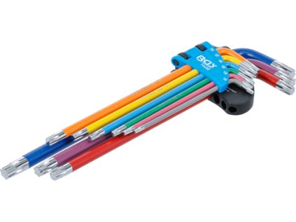 Zástrčné klíče Torx T10-T50, vícebarevné, extra dlouhé, 9 ks - BGS 74459
