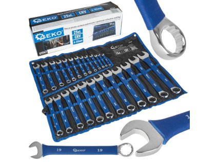 Očkoploché klíče, protiskluzové, 6-32 mm, 25 ks v látkovém obalu