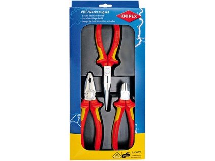 Elektrikárske kliešte VDE 1000 V, strihacie, napájacie a kombinované, 3 ks - Knipex 00 20 12