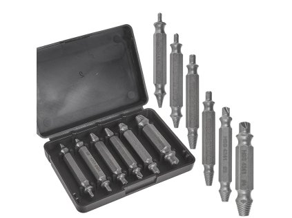 Vytahováky zalomených šroubů s poškozenou hlavou, oboustranné, 2-12 mm, 6 ks