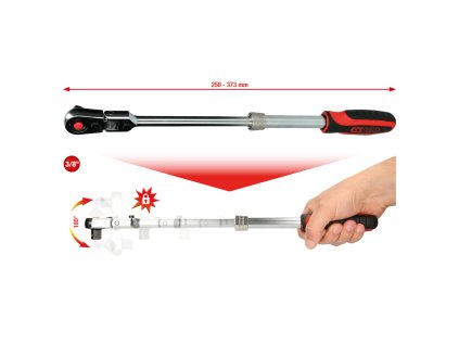 Teleskopická ráčna, ohebná, 3/8", přepínací, SlimPOWER, 258-373 mm - KS TOOLS 914.3820