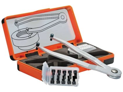 Kľúč na predné otvory, nastaviteľný 8-100 mm, vymeniteľné čapy 1,5 - 4 mm