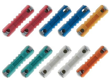 Sada válcových pojistek, 5-25 A, 10 ks v blistru a