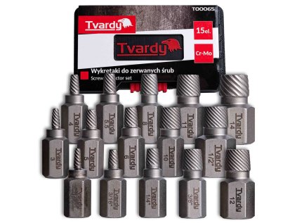 Vytahováky šroubů s poškozeným vnitřním profilem, sada 15 ks