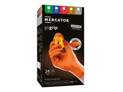 Nitrilové rukavice, extra pevné, odolné chemikáliím, velikost XL, oranžové, 100 ks