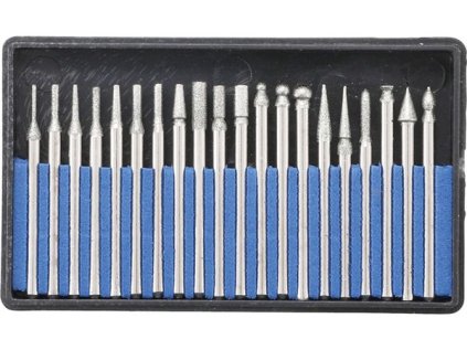 Brúsne a frézovacie telieska, diamantové, driek 3 mm, súprava 20 ks - BGS 1607