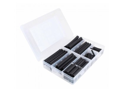 Bužírky - zmršťovacie hadičky, 12.7x85-2.4x40 mm, čierne, sada 127 ks - ASTA