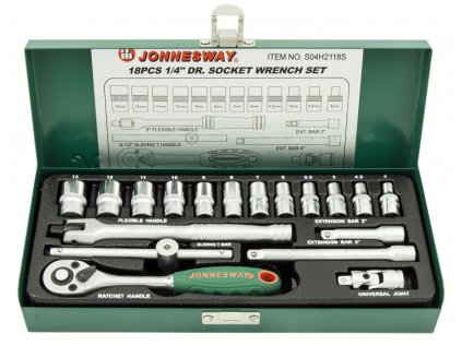 Gola sada 1/4", 6 hranné hlavice, 4-13 mm, 18 kusů - JONNESWAY
