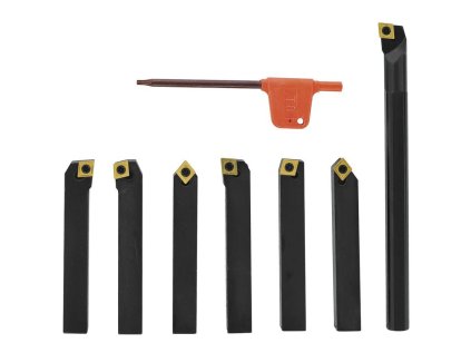 Soustružnické nože 8x8 mm, sada 6 ks se seřizovacím klíčem, pro soustruh - Bernardo