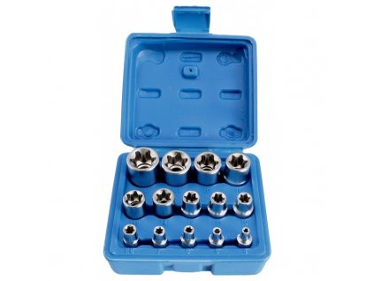 Nástrčné hlavice 1/4&quot;, 3/8&quot; a 1/2&quot; TORX-E, E4-E24, súprava 14 ks - SATRA