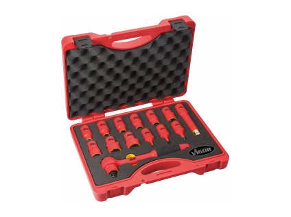 Elektrikářská gola sada 1/2" VDE, izolace 1000 V, 14 dílů - VIGOR V3343 01