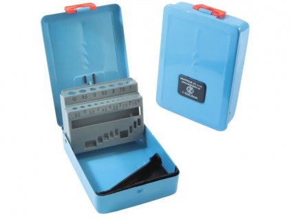 Kazeta na vrtáky, 19dielna, 1,0-10,0 x 0,5 mm, kovová, modrá