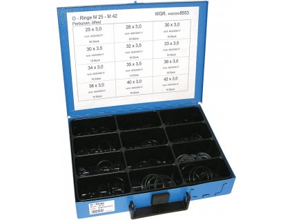 Gumové o-krúžky NBR M25-M42, pre spoje klimatizácie, súprava 140 ks v kufri
