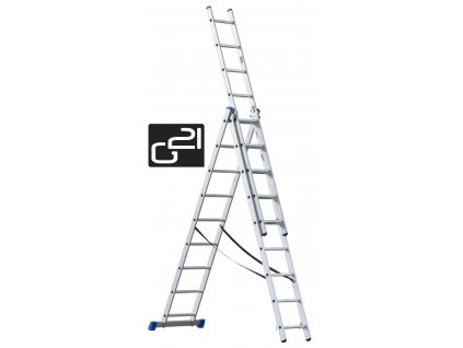 Hliníkový rebrík 5,9 m trojdielny, 3x9 priečok