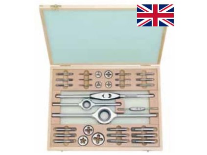 Závitníky a závitová očka Whitworth BSW 1/8" - W1/2", sada 20 dílů - Bučovice Tools