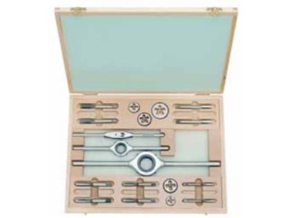 Závitníky a závitová očka UNF 1/4"-28 – UNF 1/2"-20, sada 18 dílů - Bučovice Tools
