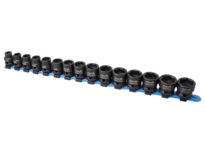 Hlavice nástrčné úderovej 1/2 ", 10-24 mm, 6hranné extra krátke 28 mm, 15 ks na lište - ASTA