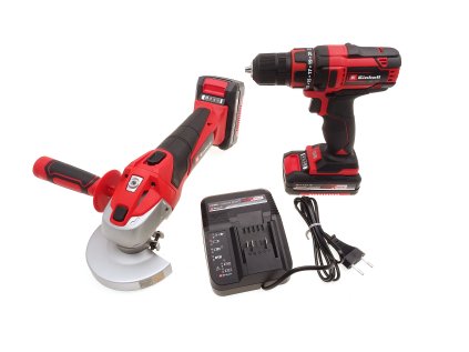 Sada AKU nářadí - AKU úhlová bruska + AKU vrtačka TC-TK 18 Li Kit Einhell Classic 01