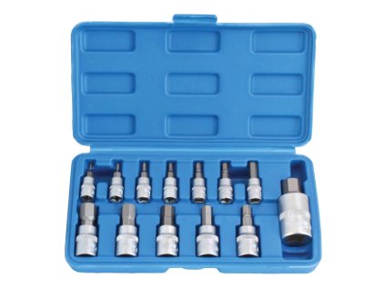 Zástrčné hlavice Imbus 1/4 ", 3/8" a 1/2 ", palcové 5/64" - 9/16 ", sada 13 ks - SATRA