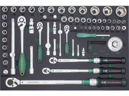 Modul - gola sada 1/4 &quot;, 3/8&quot; a 1/2 &quot;, momentové kľúče 2-200 Nm, 66 ks - JONNESWAY T27166SV