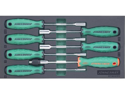 Modul penový - skrutkovače na matice a rukoväť s kardanom, sada 7 ks - JONNESWAY D71N107KV