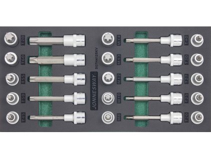 Modul - zástrčné hlavice TORX a RIBE 1/2", sada 25 ks - JONNESWAY S07H4125KV