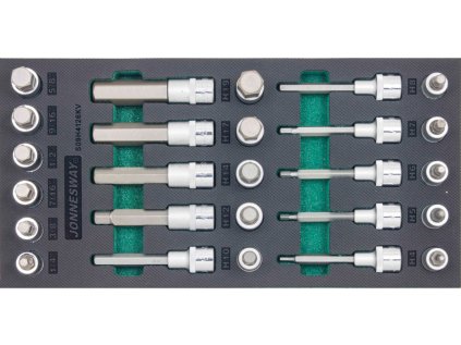 Modul penový - zástrčné hlavice Imbus 1/2 ", metrické a palcové, 26 ks JONNESWAY S09H4126KV