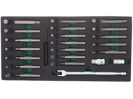 Modul pěnový - bity Imbus, TORX a XZN (Spline), sada 40 ks - JONNESWAY S29H4241KV 00