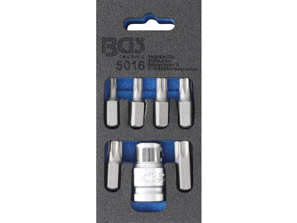 Bity šroubovákové TORX, T25 - T55, s adaptérem 1/2", sada 7 dílů - BGS 5016 01