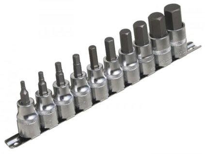 Zástrčné hlavice Imbus 1/2", H4 - H19, sada 10 kusů na liště