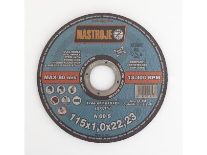 Kotouč řezný 115 x 1,0 x 22, na ocel a nerez