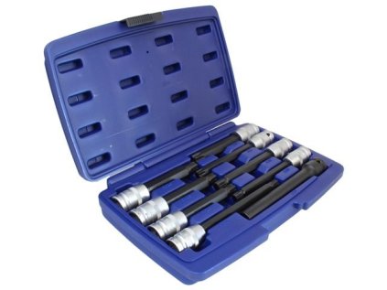 Hlavice na skrutky hlavy valcov 1/2", profily TORX, TORX-E, XZN a RIBE, sada 9 kusov