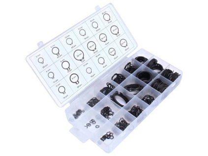 Pojistné kroužky na hřídele - vnější segrovky, průměr 4 - 32 mm, sada 300 kusů
