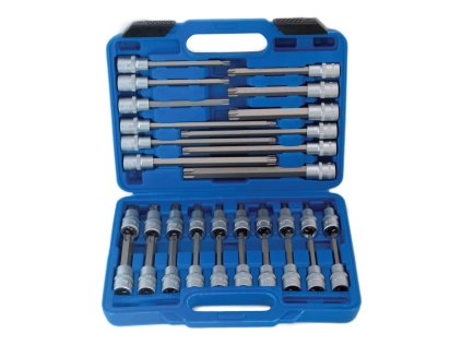 Zástrčné hlavice TORX 1/2", štandardné, predĺžené a extra dlhé, T20 - T70, sada 32 ks