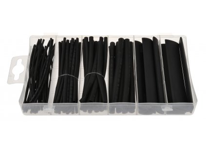 Zmršťovacie hadičky - bužírky, čierne, dĺžka 100 mm, rôzne rozmery, sada 100 kusov